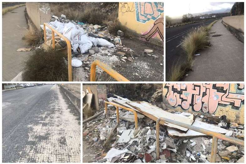 En la calle abundan los vertidos ilegales, los derrumbes y la hierba y la tierra cubren las aceras (Foto TA)